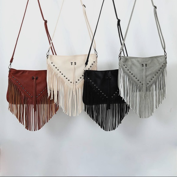 Fabulous Chic Fringe Grey Leather bag - Picture 2 of 5